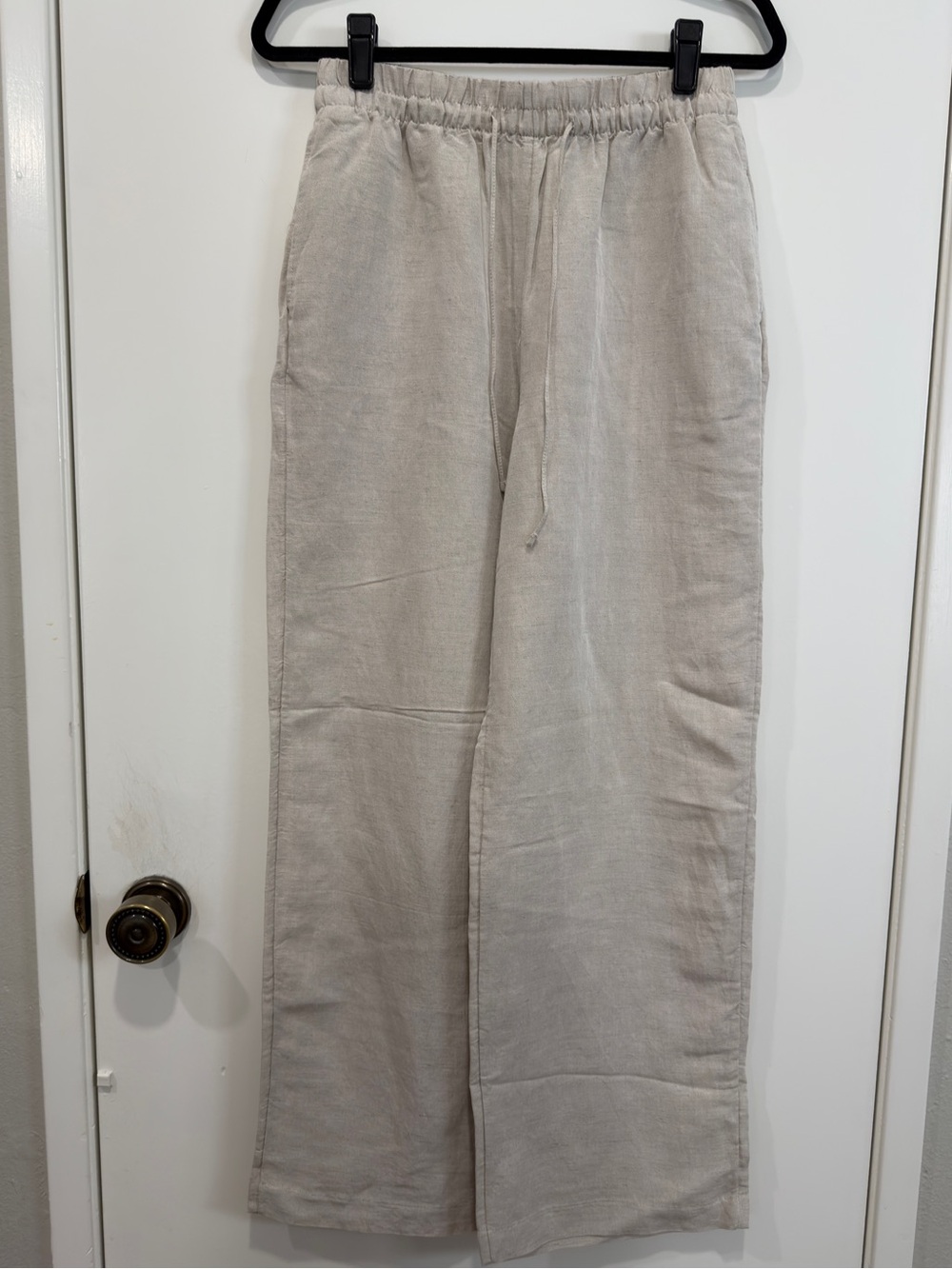 H&M Casual Elastic-Waist Women’s Linen Blend Pants - Light Beige